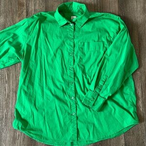 A New Day Green Collared Button Down Long Sleeved Shirt Cotton Blend size large